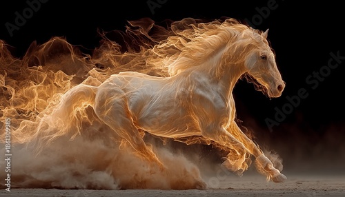 Red fire horse. Chinese lunar New Year 2026. AI generative