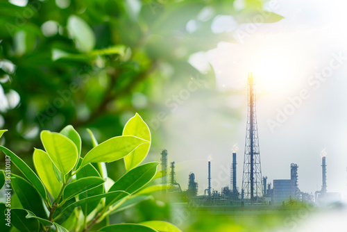 power plant with tree, green industry eco power for sustainable energy