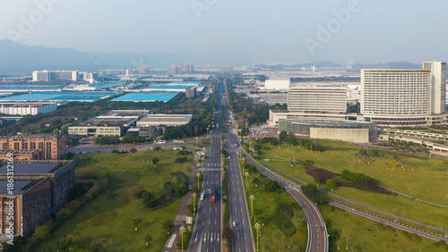 The intersecting highways and modern buildings in the city