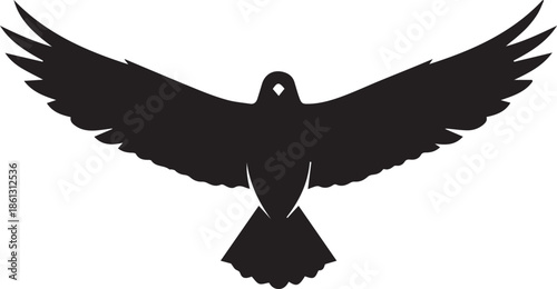 Black silhouette of a bird with outstretched wings, representing freedom and flight