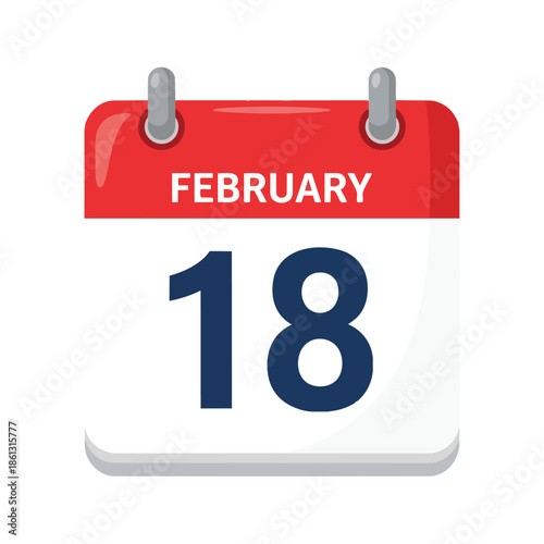 A vibrant digital calendar icon showcasing February eighteenth, essential for scheduling important dates and managing daily commitments effectively.