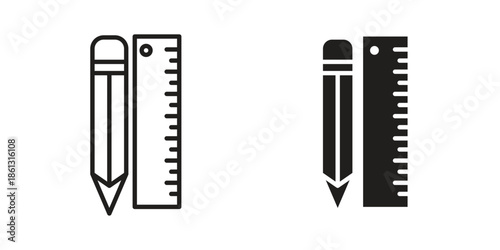 Pencil and ruler icons logo design, Pictogram Icons