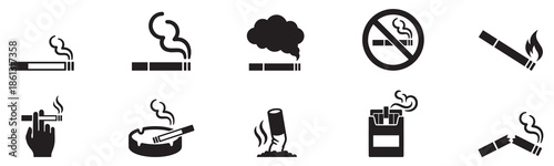 Cigarette icon vector set. Cigar illustration sign collection. smoke symbol. Cigaret vector icons. Cigarette icon set. Smoking concept icon. EPS 10