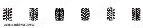Car tire tracks vector, icon design. Tire tracks, rubber wheels, and braking marks. Truck, car, tread pattern silhouettes. Perfect for auto racing, speed-related designs. Vector Illustration. EPS 10