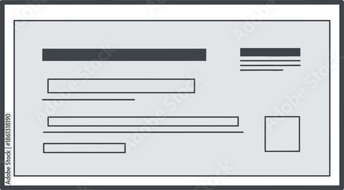 Blank Gray Invoice or Check Template Abstract Business Document Layout Vector Icon announcement board