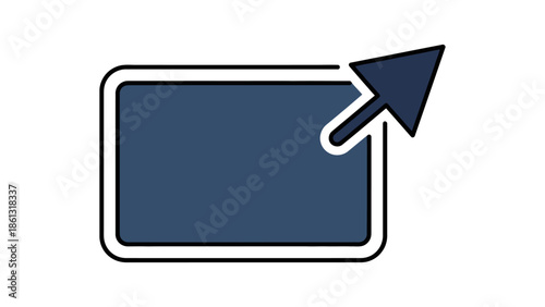 Minimalist Dark Blue Clickable Window Icon with Cursor Arrow for Web Design and UI UX announcement board