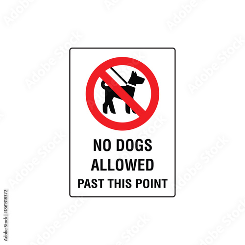 No Dogs Allowed Past This Point Sign Vector Design Prohibition Warning Safety Sticker
