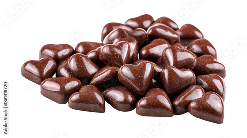 Wallpaper Mural Heap of chocolate heart shape candy on transparent background for valentine holiday Torontodigital.ca