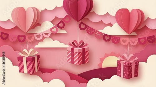 Love Background with Romantic Hearts, Soft Light