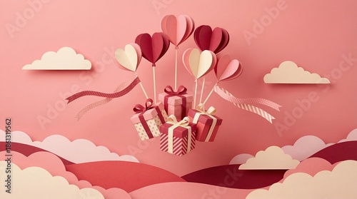Love Background with Romantic Hearts, Soft Light