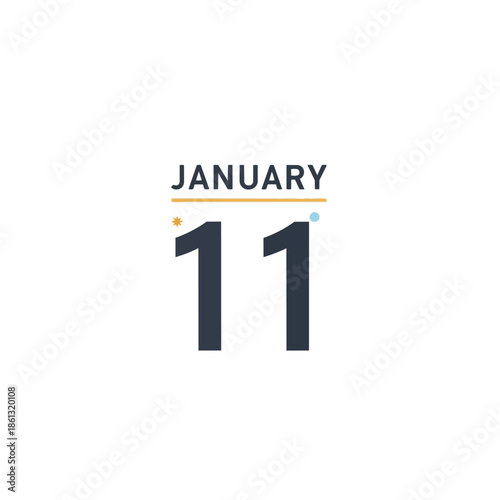 This image prominently features the specific date of January eleventh, displayed with a clean, modern aesthetic and minimalistic design for clear,