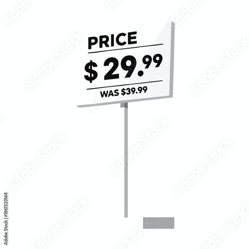 Graphic of a price tag displaying a sale with a reduced cost