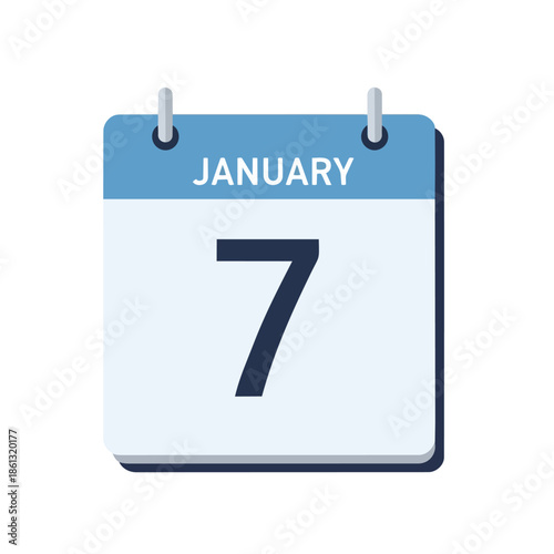 Digital calendar icon displaying January 7th, ideal for scheduling and important date reminders