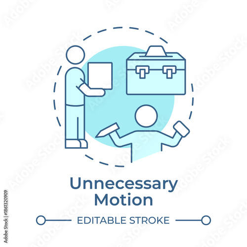 Unnecessary motion soft blue concept icon. Task management, product maintenance. Workflow control. Round shape line illustration. Abstract idea. Graphic design. Easy to use in article, infographic