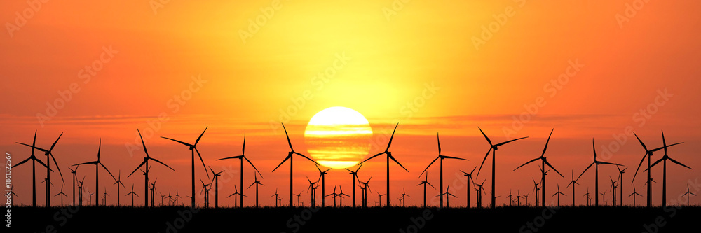 custom made wallpaper toronto digitalSilhouette of wind turbines against the stunning sunset and orange sky 