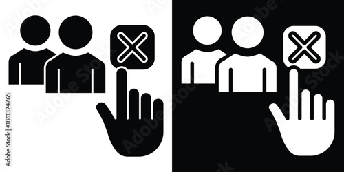 Unfollow icon vector illustration glyph style on white and black background