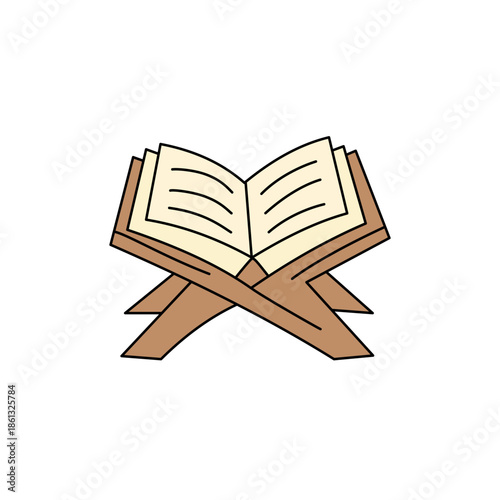 Open Book on Stand - Religious Text Illustration