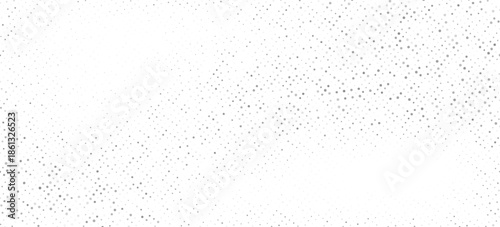 Abstract halftone dots background with smooth gray gradient effect on white space. Minimal and modern design suitable for banner, poster, presentation, wallpaper, web background, brochure