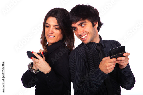 Men and woman talking on the phone