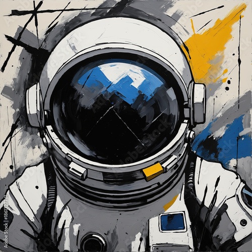 Abstract Expressionist  Astronaut With Space Helmet