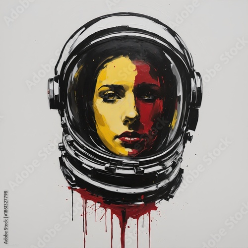 Abstract Expressionist  Astronaut With Space Helmet