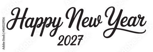 Happy New Year 2027 Text on White Background