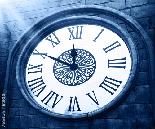 Big dark brick tower clock