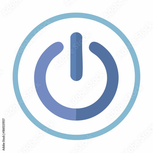 Blue Power Symbol in a Circle Icon Indicating On Off Functionality Shutdown Reboot Restart and Energy Conservation Efficiency