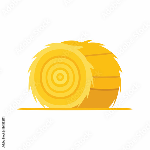 Round Hay Bale Icon Illustration. Farming, Harvest Season Symbol, Straw Rolls. Agriculture Concept for Web Design and Print.