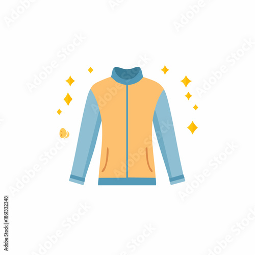 Stylish Jacket Design Flat Vector Illustration Garment Apparel Clothing Outfit Wardrobe