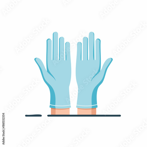 Hands with surgical gloves hygiene safety medical healthcare sanitation procedure, flat design