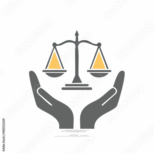 Abstract Scales of Justice in Hands Symbol for Law, Legal Services, and Balance