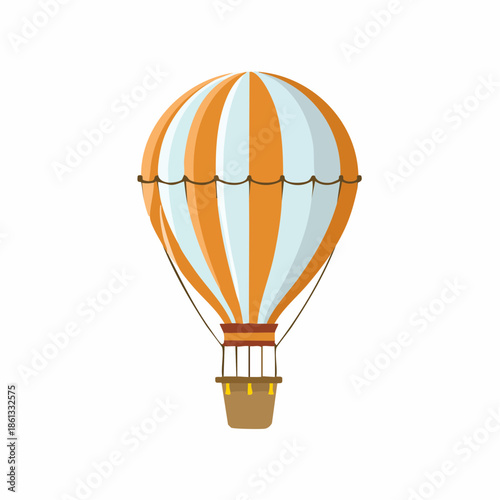 Striped Hot Air Balloon Icon Colorful Graphic Illustration isolated on White