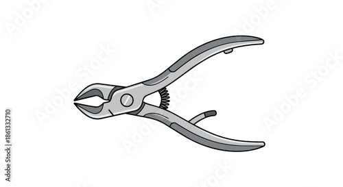 Precisely rendered modern steel hand tool illustration featuring versatile pincers for gripping and cutting tasks essential for various domestic and