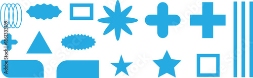 Solid geometric shapes and symbols set