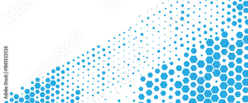 Vector technology pattern black and white abstract geometric transition pattern with hexagon shape halftone effect for sporty background..