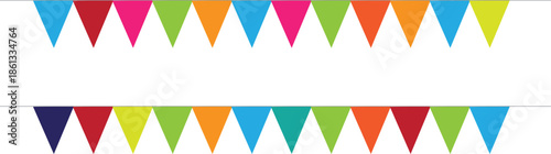 Free Download Colorful triangular bunting flags border decoration set - GFXLoad