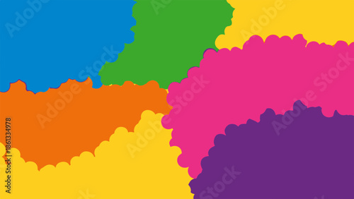 Vibrant abstract shapes in a colorful composition viewed from directly above