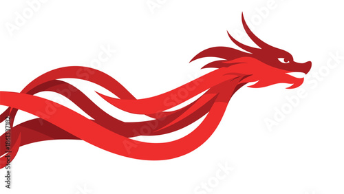Vibrant red dragon symbolizing power and good fortune in Chinese culture, Generative AI.