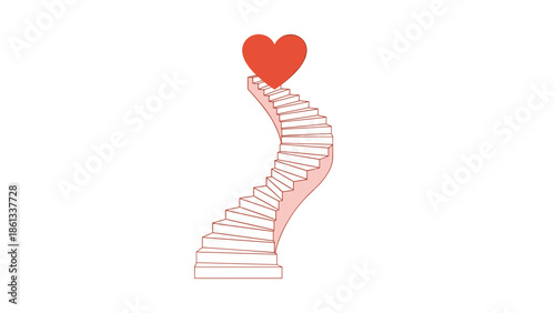 Staircase of love leading to heart symbol, Generative AI.