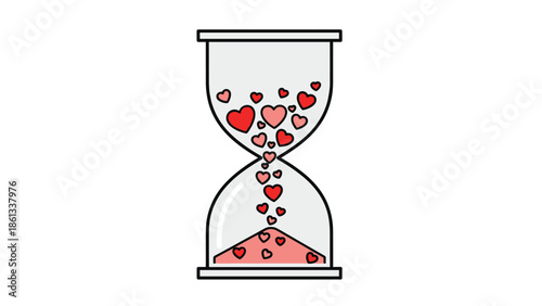 Heartfelt moments flowing through time in a lovely hourglass, Generative AI.