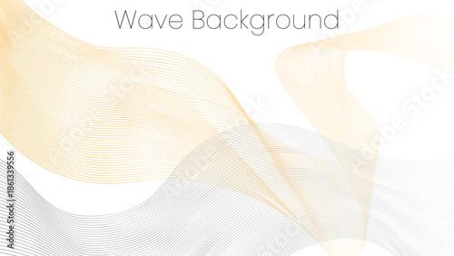 Abstract wavy lines background with golden and gray flowing pattern