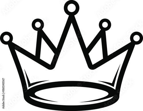 A simple line drawing of a crown with five points