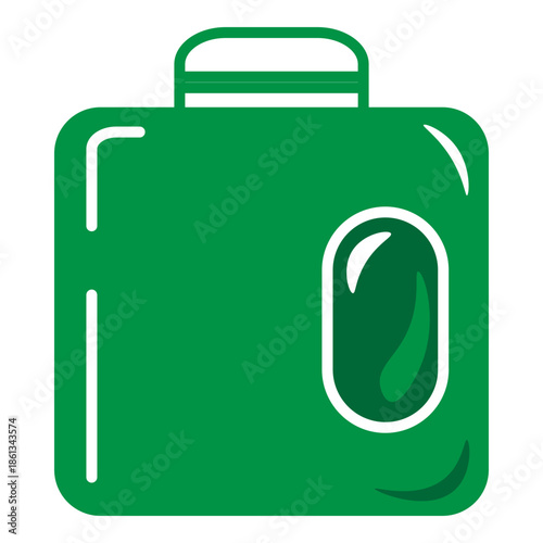 Green professional briefcase icon with a rounded handle and glossy highlight, representing business travel, office work, and professional career management.