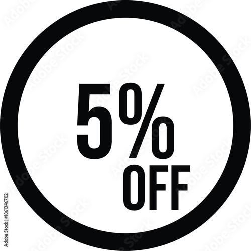 5% OFF Sale Discount Round Badge Icon Isolated on White