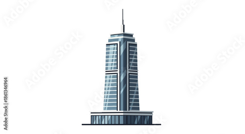 Modern corporate high-rise skyscraper illustration towering over the urban skyline as a symbol of contemporary business architecture and city