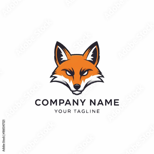 Vibrant orange fox head logo with intense gaze and sharp features.