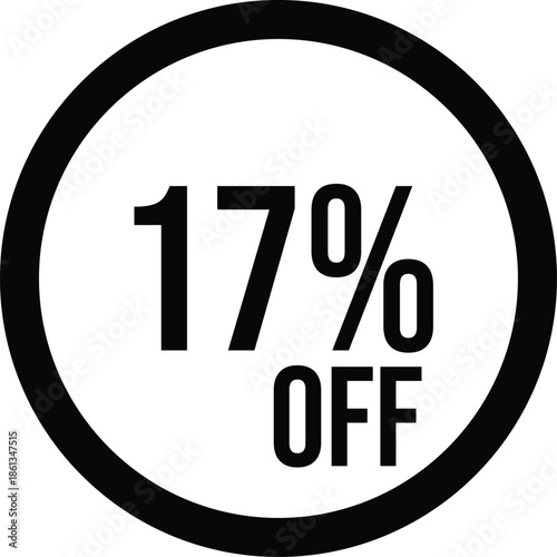 17% OFF Sale Discount Round Badge Icon Isolated on White