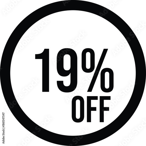 19% OFF Sale Discount Round Badge Icon Isolated on White