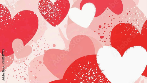 A vibrant illustration of red and white hearts on a pink background for Brazilian Carnaval celebrations